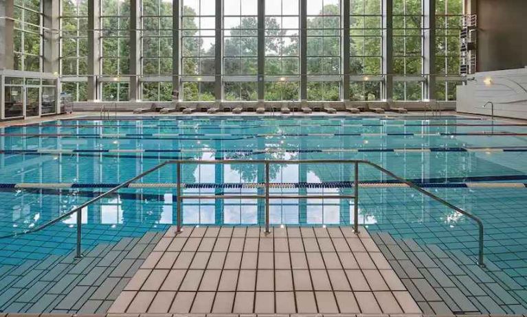 Indoor pool at the Hilton Frankfurt City Centre.