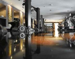 Fully equipped fitness center at the Hilton Evian-les-Bains.