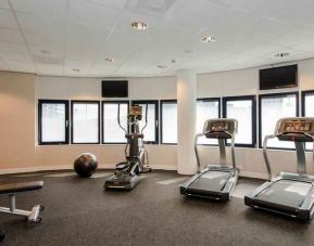 Fitness center with treadmill and machines at the Hampton by Hilton Amsterdam Airport Schiphol.