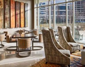 Stylish hotel workspace at the Hilton Dallas Plano Granite Park.
