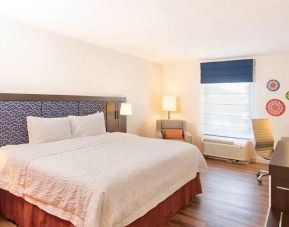 spacious king room with TV and work desk ideal to work remotely at Hampton Inn & Suites by Hilton San Jose-Airport.