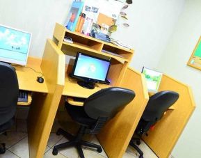 dedicated business center with PC, internet, business desk, and printer at Hampton Inn & Suites by Hilton San Jose-Airport.