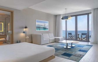 luxurious king suite with gorgeous water views at Susona Bodrum, LXR Hotels & Resorts.