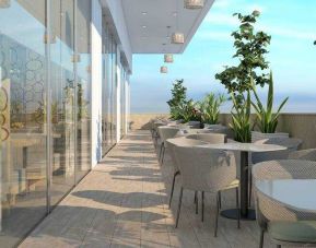 Outdoor terrace perfect for co-working at the Hilton Garden inn Casablanca Sud.