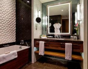 spacious king bathroom at Hilton Istanbul Bomonti Hotel & Conference Center.