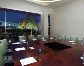 Meeting boardroom with square table at the Hilton Garden Inn Monterrey Airport, Nuevo Leon, Mexico.