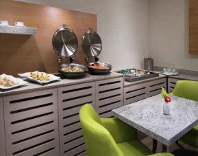 Dining area suitable as workspace at the Hilton Garden Inn Monterrey Airport, Nuevo Leon, Mexico.