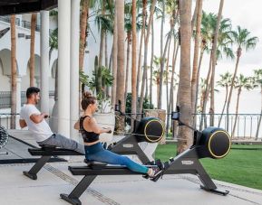 Outdoor fitness center overlooking the garden at the Hilton Los Cabos Beach & Golf Resort.