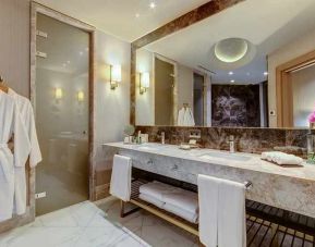spacious and clean bathroom and shower at Mersin HiltonSA.
