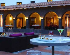 Outdoor patio perfect as workspace at the Hilton Garden Inn Cusco, Peru.