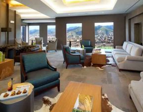 Lobby workspace at the Hilton Garden Inn Cusco, Peru.