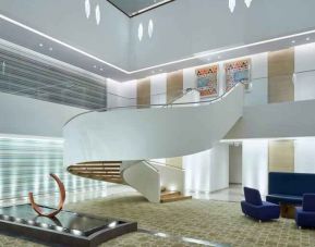 Elegant lobby workspace at the Hilton Garden Inn Muscat Al Khuwair.