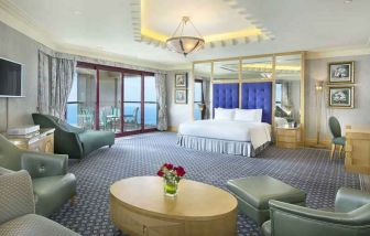 Spacious and elegant king suite at the Jeddah Hilton.