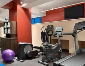 well equipped fitness center with treadmills and weights at Hampton by Hilton Cluj-Napoca.