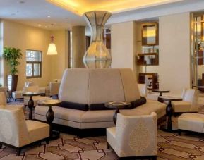 Stylish hotel workspace at the Hilton Suites Makkah.