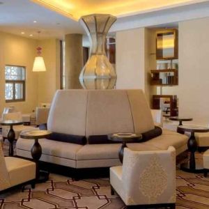 Stylish hotel workspace at the Hilton Suites Makkah.