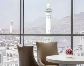 Working station along the window at the Hilton Makkah Convention Hotel.