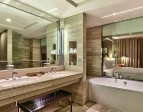 Guest bathroom at the Hilton Sukhumvit Bangkok.