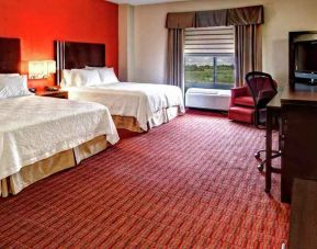 Two queen beds with work desk at Hampton Inn & Suites Lebanon.