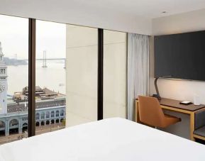 Hotel room with view over the water at the Hyatt Regency San Francisco.