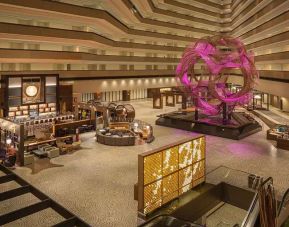 Stylish hotel atrium at the Hyatt Regency San Francisco.