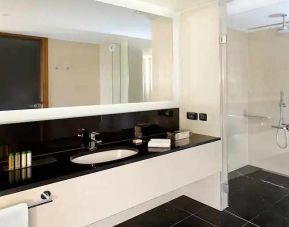 clean and spacious king bathroom with shower at DoubleTree by Hilton Zagreb.