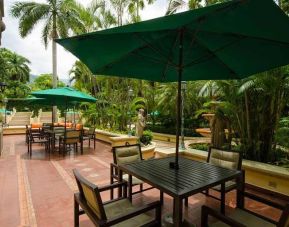 pretty outdoor terrace with seating area ideal for coworking at Hilton Princess San Pedro Sula.