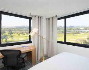 Working station overlooking the golf fields at the Sheraton Miami Airport Hotel.