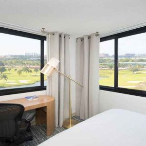 Working station overlooking the golf fields at the Sheraton Miami Airport Hotel.