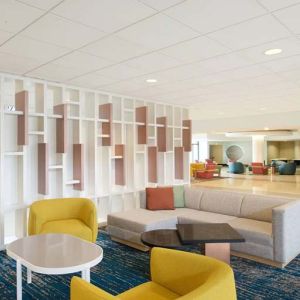 Lobby workspace at the Sheraton Miami Airport Hotel.