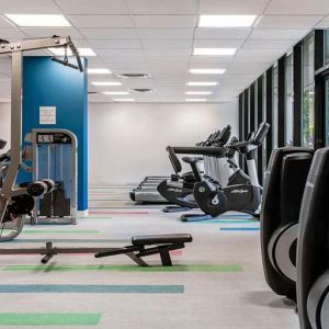 Fully equipped fitness center at the Sheraton Miami Airport Hotel.