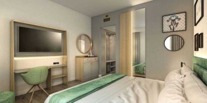 Hotel room at the Hampton by Hilton Rome North Fiano Romano.