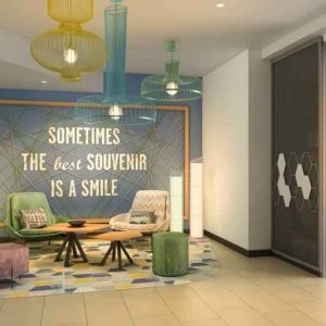 Lobby workspace at the Hampton by Hilton Rome North Fiano Romano.