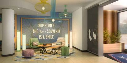 Lobby workspace at the Hampton by Hilton Rome North Fiano Romano.