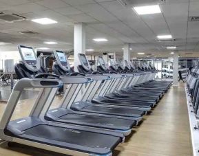Fitness center with treadmills at the Doubletree by Hilton Glasgow Strathclyde.