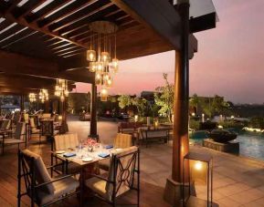 Outdoor terrace perfect as workspace at the Conrad Bengaluru.