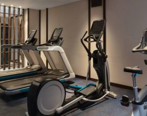 Gym with treadmills at the Hilton Goa Resort.