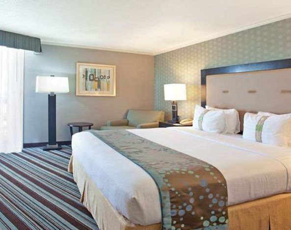 Comfortable and bright hotel room at Holiday Inn Long Beach Airport.