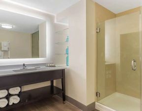 Guest bathroom at La Quinta Inn & Suites By Wyndham Chicago Downtown.