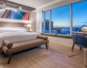 King bedroom with view and workstation at Hyatt Centric Miami South Beach.