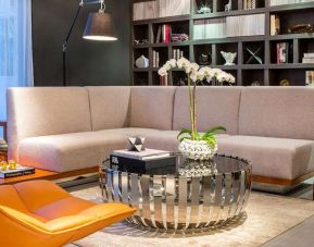 Stylish lobby workspace at Hyatt Centric Miami South Beach.