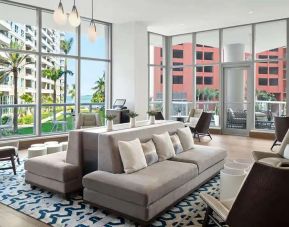 Comfortable lobby workspace at Hyatt Centric Brickell Miami.