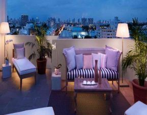 Hotel balcony perfect as workspace at SLS South Beach.