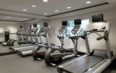 Fitness center with treadmills at Le Montrose.