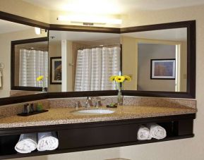 Guest bathroom at Embassy Suites By Hilton LAX Airport North.
