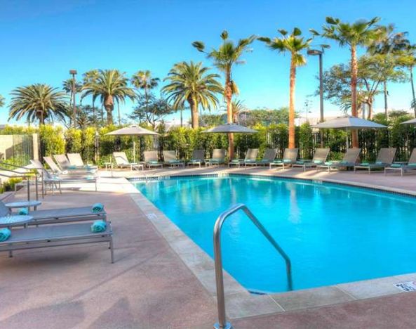 Relaxing outdoor pool at Residence Inn By Marriott LAX Airport.