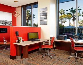 Business center with computers and printer at Residence Inn By Marriott LAX Airport.