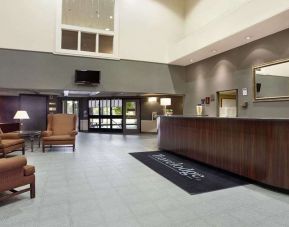 Lobby workspace at Travelodge Ottawa East.