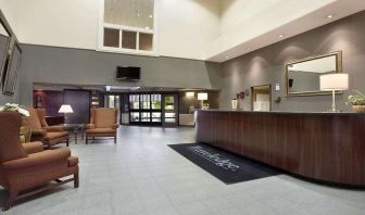 Lobby workspace at Travelodge Ottawa East.