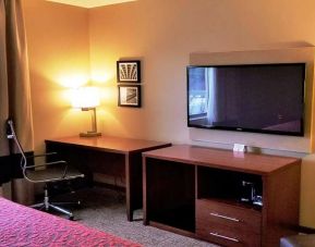 Working station in a hotel room at Days Inn Brooklyn Marine Park.